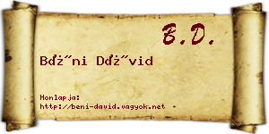 Béni Dávid névjegykártya