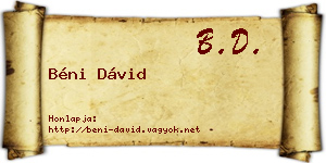 Béni Dávid névjegykártya